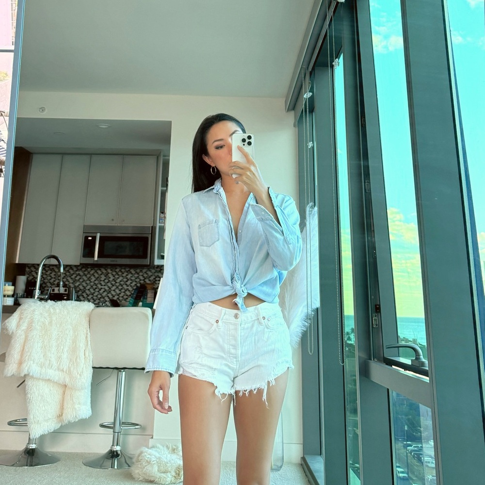 Free People White Denim Shorts